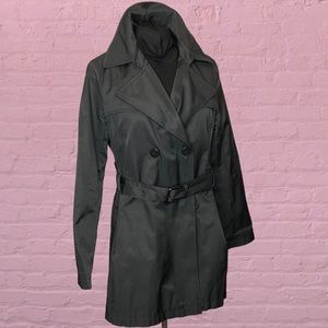 Via Spiga Black Trenchcoat - Size Large - In Like-New Condition